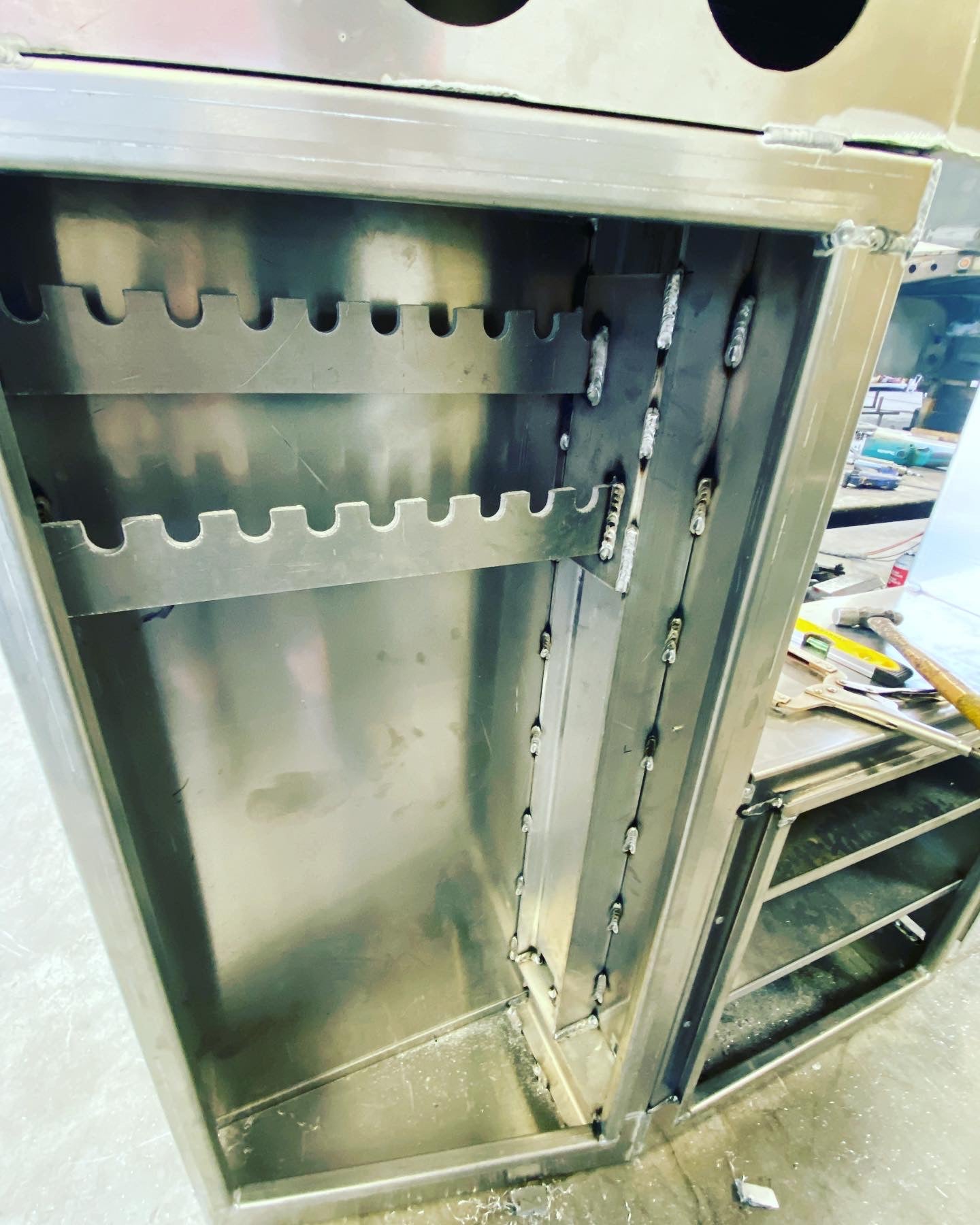 Angled face storage box